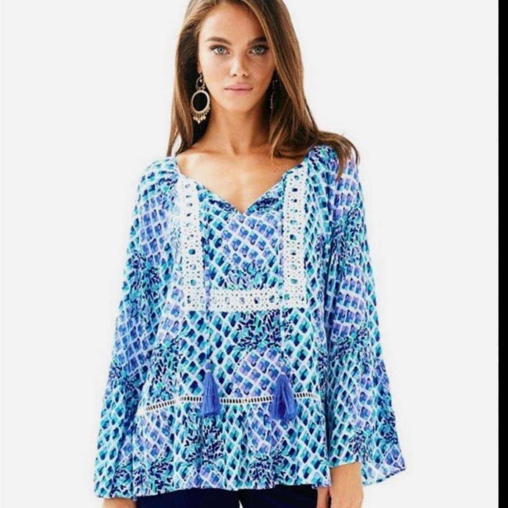 Lilly Pulitzer Amisa Top, Resort White- Toe In.
